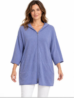 Women's PureJill Cotton Cashmere Zip-Up Cardigan Sweater Blue Size M